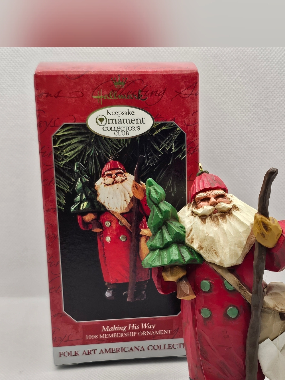 New HALLMARK making His Way ORNAMENT 1998 Santa Claus Christmas folk art holiday